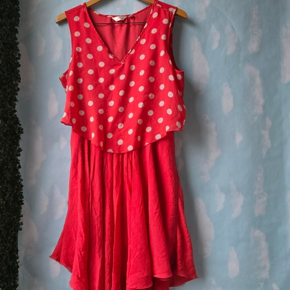 Vintage American Women's Red and Pink Dress